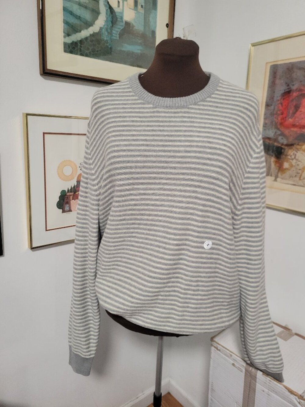 NWT Chaps Grey and White Cotton Sweater